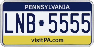 PA license plate LNB5555