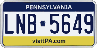 PA license plate LNB5649