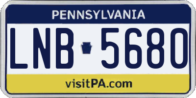 PA license plate LNB5680