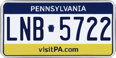 PA license plate LNB5722