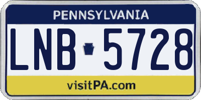 PA license plate LNB5728
