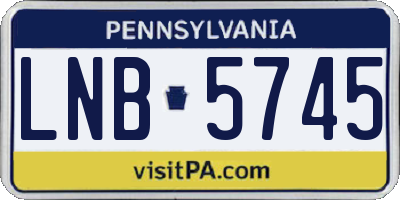 PA license plate LNB5745