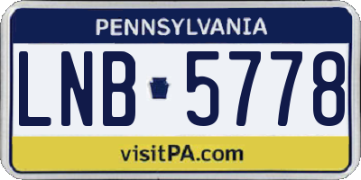 PA license plate LNB5778