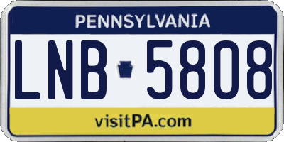 PA license plate LNB5808