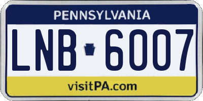 PA license plate LNB6007