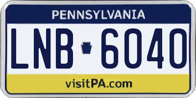 PA license plate LNB6040