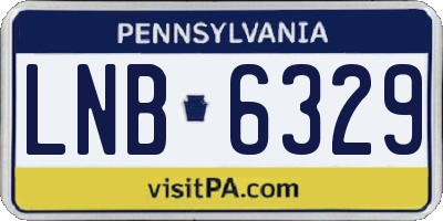 PA license plate LNB6329