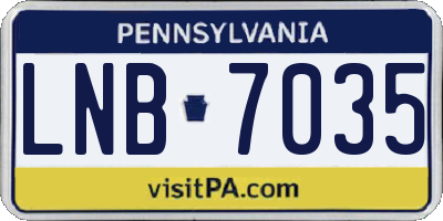 PA license plate LNB7035