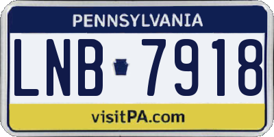 PA license plate LNB7918