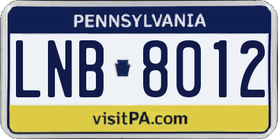 PA license plate LNB8012
