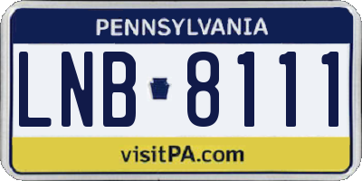 PA license plate LNB8111