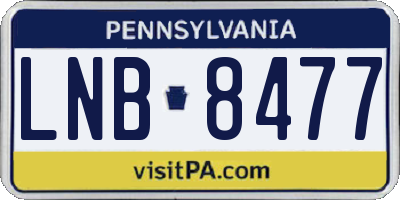PA license plate LNB8477