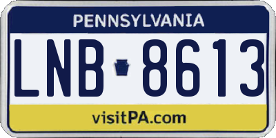 PA license plate LNB8613