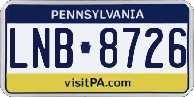 PA license plate LNB8726