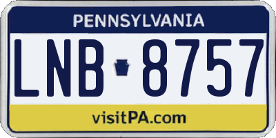 PA license plate LNB8757