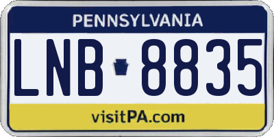 PA license plate LNB8835