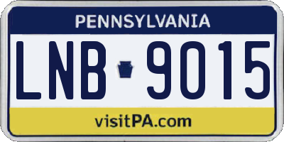 PA license plate LNB9015