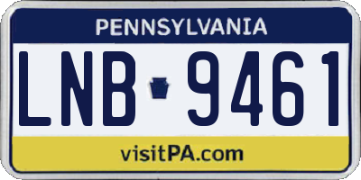 PA license plate LNB9461