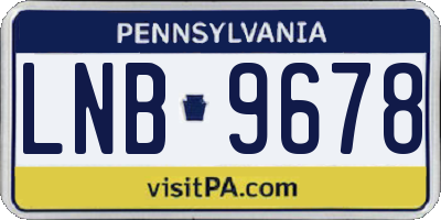 PA license plate LNB9678