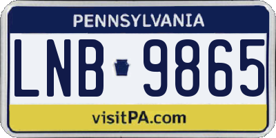 PA license plate LNB9865