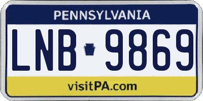 PA license plate LNB9869