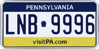 PA license plate LNB9996