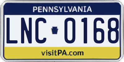 PA license plate LNC0168