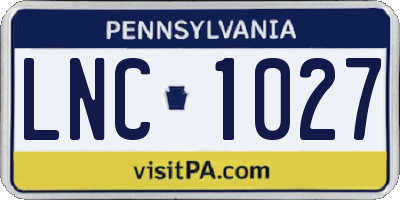 PA license plate LNC1027