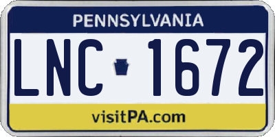 PA license plate LNC1672