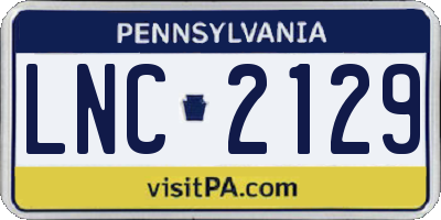 PA license plate LNC2129