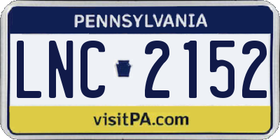 PA license plate LNC2152