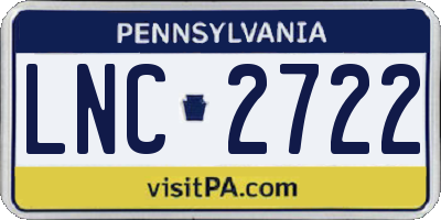 PA license plate LNC2722