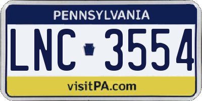 PA license plate LNC3554