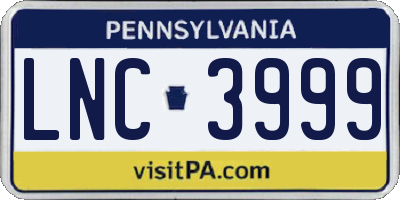 PA license plate LNC3999