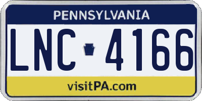 PA license plate LNC4166