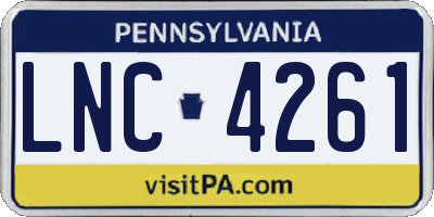 PA license plate LNC4261