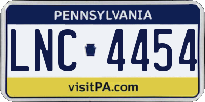 PA license plate LNC4454