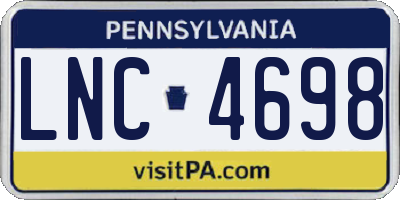 PA license plate LNC4698