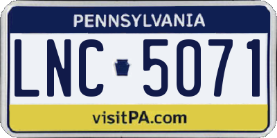 PA license plate LNC5071