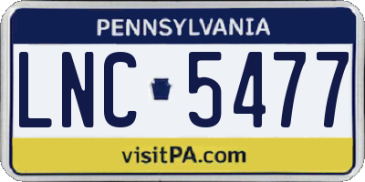 PA license plate LNC5477