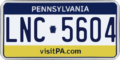 PA license plate LNC5604