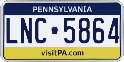 PA license plate LNC5864
