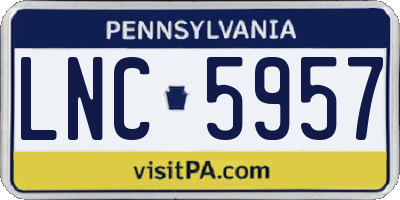 PA license plate LNC5957