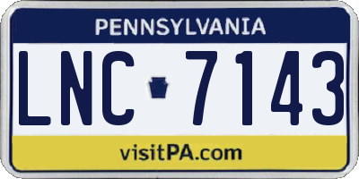 PA license plate LNC7143