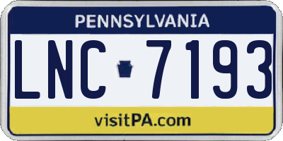 PA license plate LNC7193