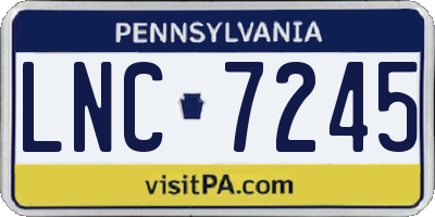 PA license plate LNC7245