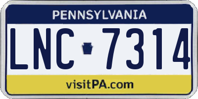 PA license plate LNC7314