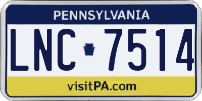 PA license plate LNC7514
