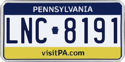 PA license plate LNC8191