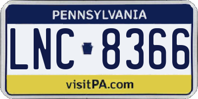 PA license plate LNC8366